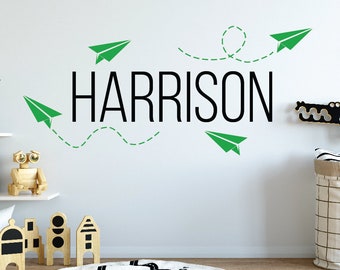 Personalized Paper Airplane Wall Decal: Aviation Nursery Decor