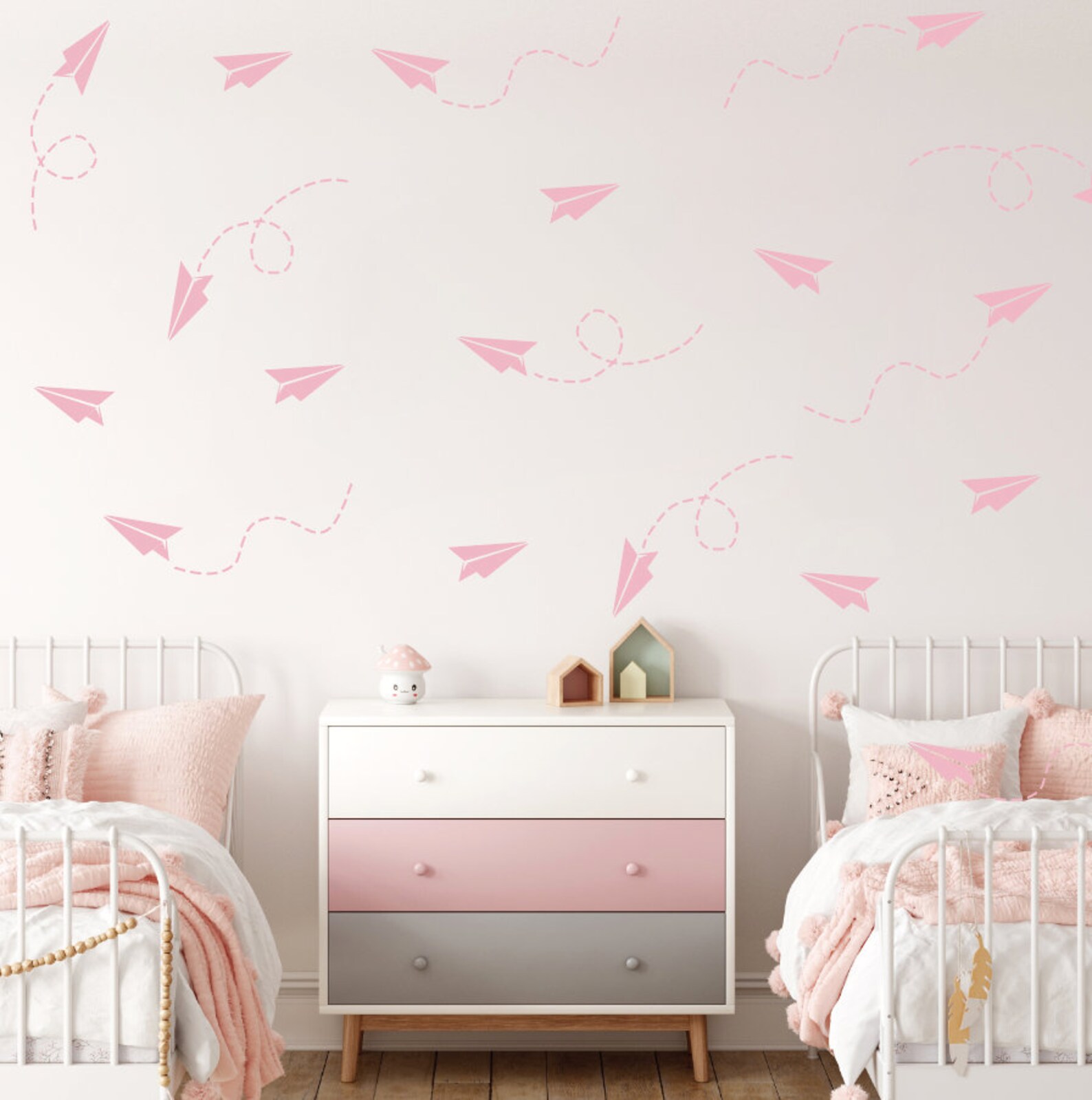 Paper Airplane Wall Decal Travel Decal for Nursery Airplane Etsy
