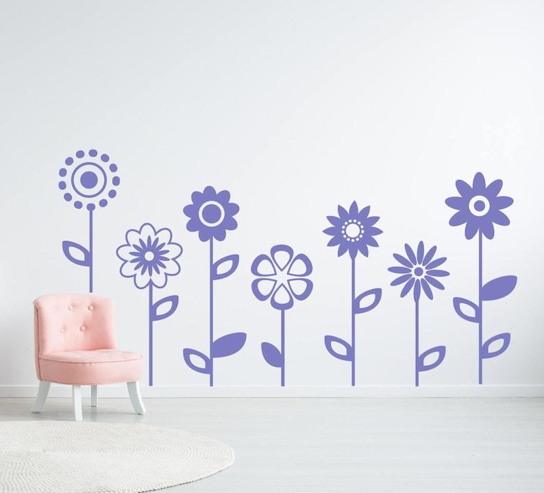 Flower Wall Decal Girls Room Decor Bedroom Wall Decor Large Etsy