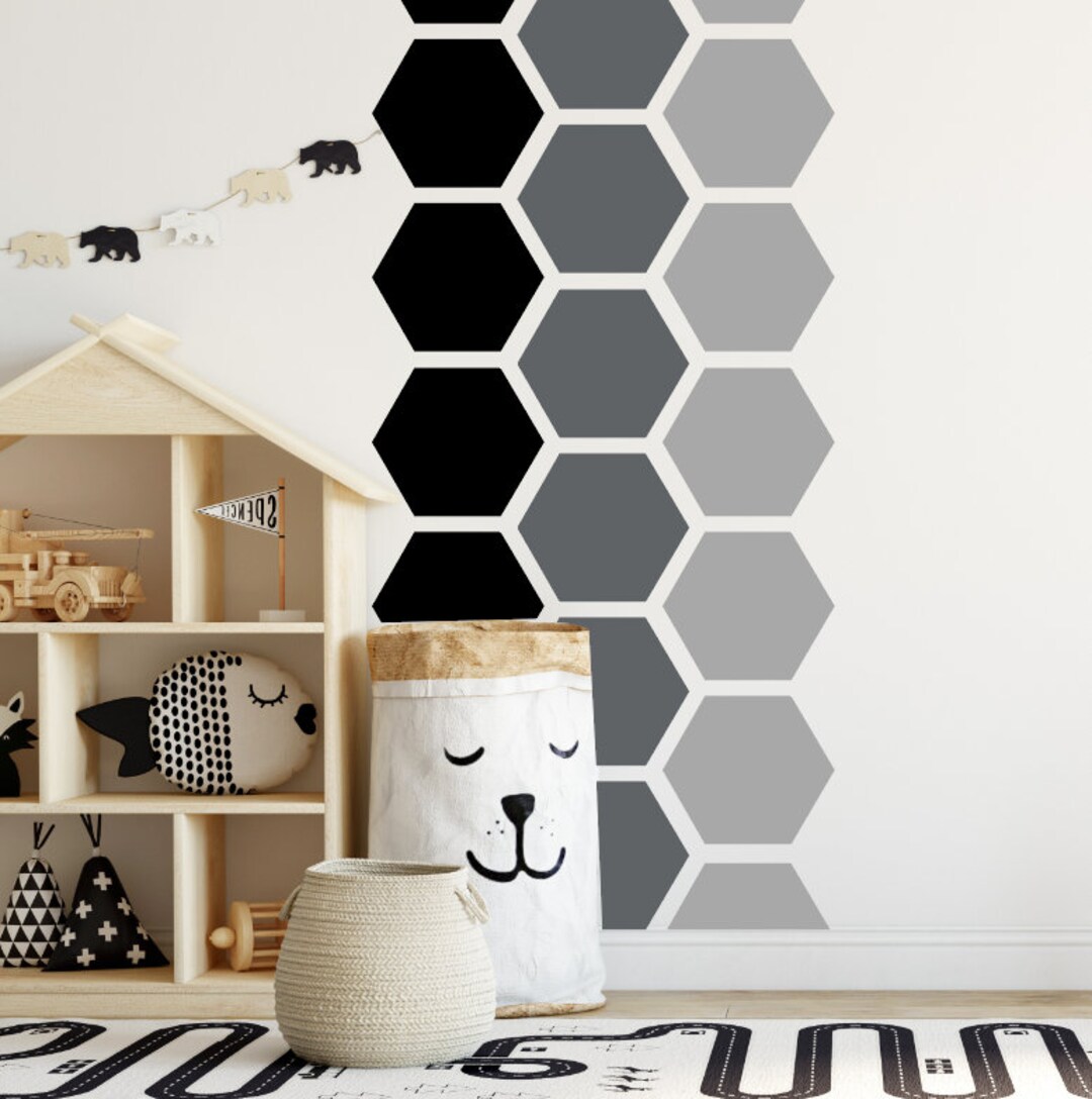 Hexagon Wall Decal Playroom Wall Decal Hexagon Wall Sticker Etsy