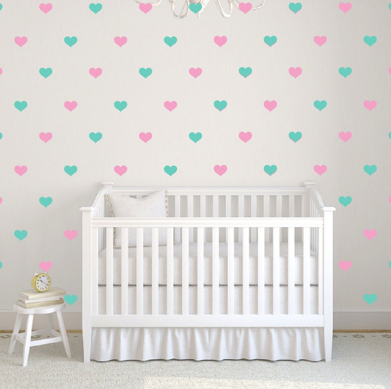 Heart wall decals Nursery wall decal Gold heart wallpaper Etsy
