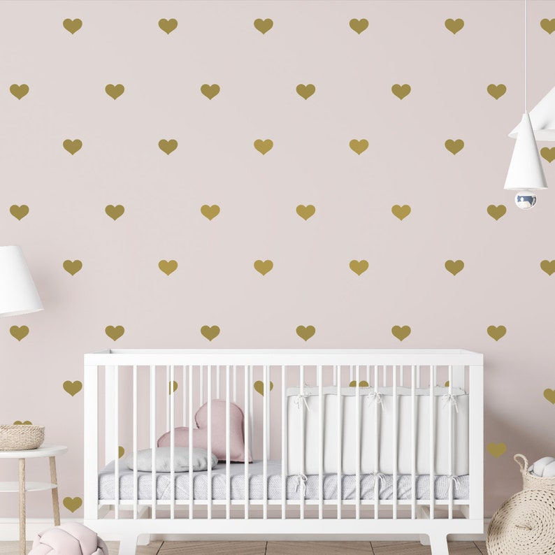 Heart Wall Decals Nursery Wall Decal Gold Heart Wallpaper Etsy