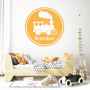 Calcomanías de vinilo de pared de tren personalizadas, calcomanía decorativa con nombre Choo Choo para dormitorio infantil, habitación de niños personalizada, letrero decorativo extraíble fácil de hacer tú mismo