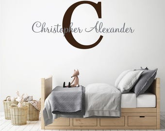 Customized Boy Name Decal, Personalized Nursery Wall Sticker, Easy DIY Kids Bedroom Decor, Removable Wall Art Vinyl, Children Playroom Sign