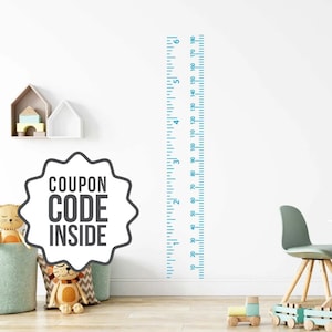 Sticker groeigrafiek inch en centimeter, sticker kinderen metrische hoogte, meetliniaal muurvinyl, doe-het-zelf houten liniaal