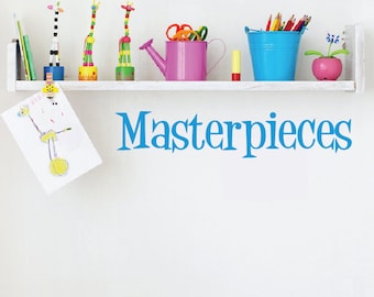 Masterpieces wall decal, Children's artwork display sticker decal, Kids art decal, Playroom wall decal, Children's art wall decal DB324