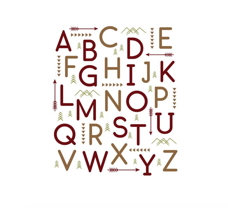 Woodland Alphabet Wall Letter Decals Baby Nursery Wall Decor Etsy