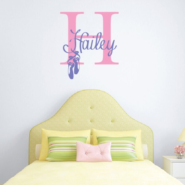 Custom Name Ballerina Ballet Dancer Vinyl Wall Sticker - Decal For Nursery Or Kids Room