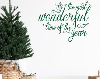 Most Wonderful Time of the Year Christmas Decor, Winter Wonderland Mantle Art Sign, DIY Holiday Xmas Print Decal, Easy Removable Glass Wood