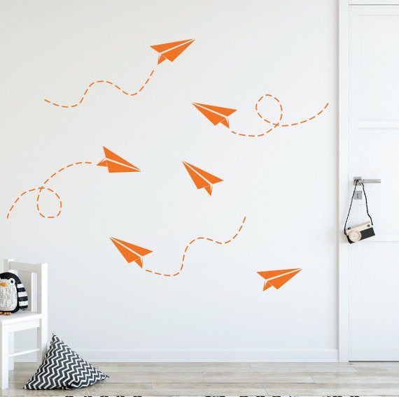 Paper airplane wall decal Airplane sticker Airplane wall Etsy