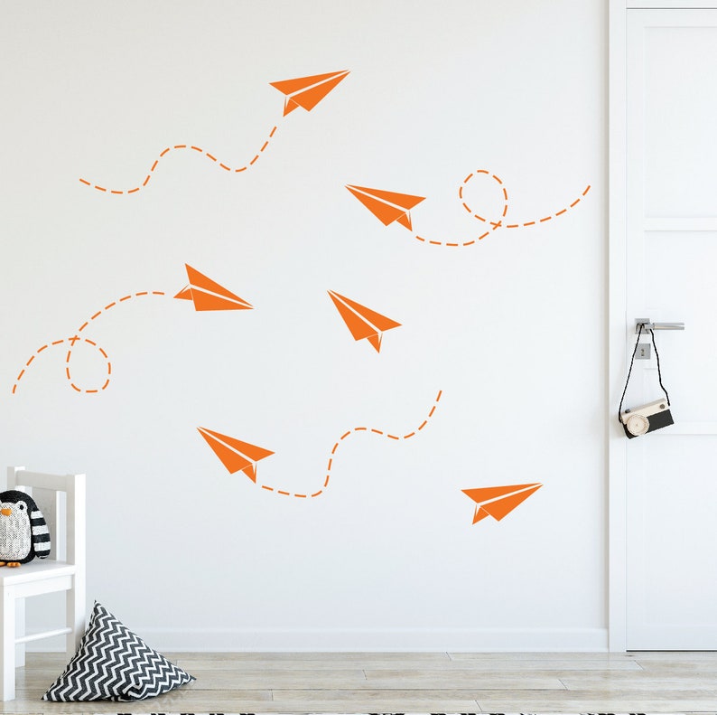 Paper airplane wall decal Airplane sticker Airplane wall Etsy