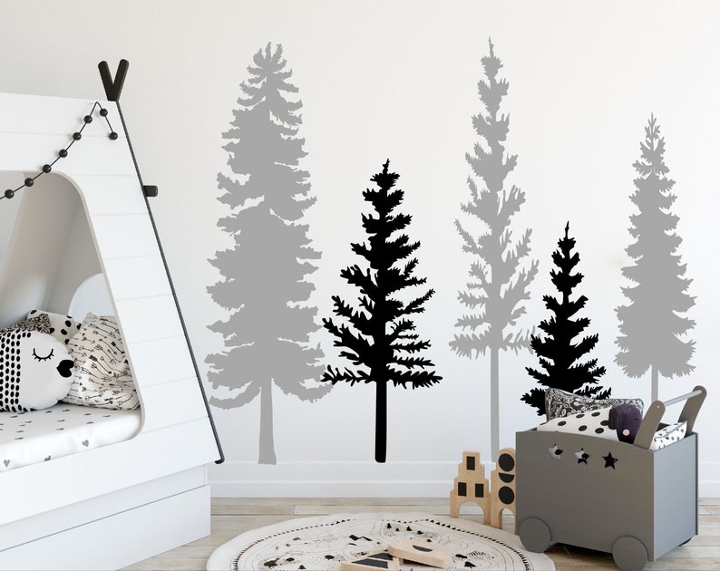 Woodland Nursery Wall Decor Pine Tree Wall Decal Forest Wall Etsy UK