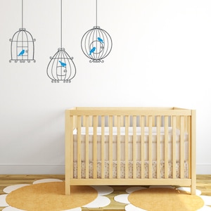 Bird cage wall decal, nursery wall sticker DB315