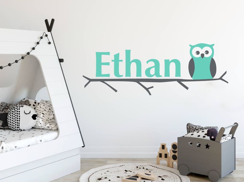 Owl Wall Decals Personalized Wall Decal Name Decals Etsy