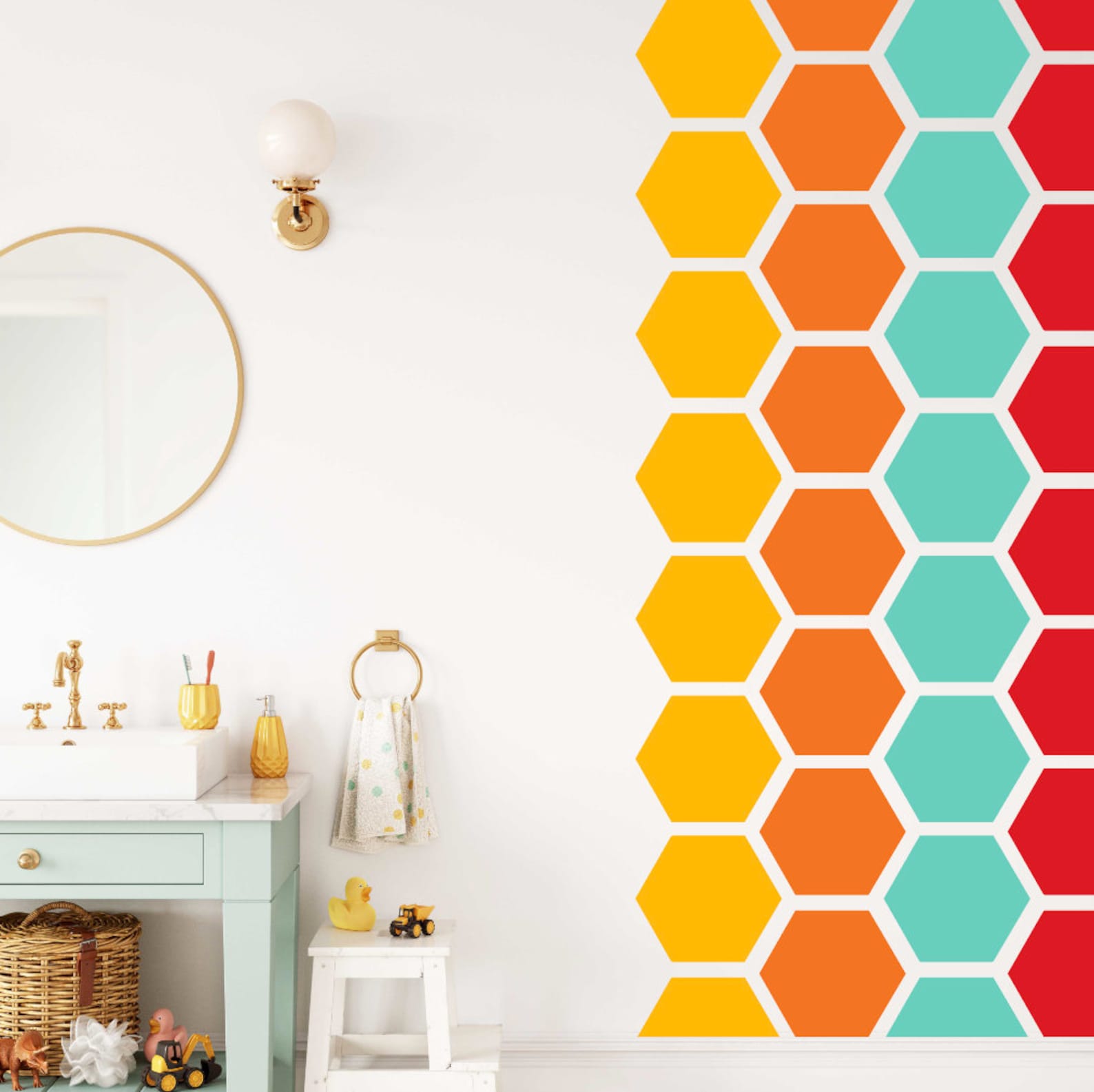 Hexagon Wall Decal Playroom Wall Decal Hexagon Wall Sticker Etsy