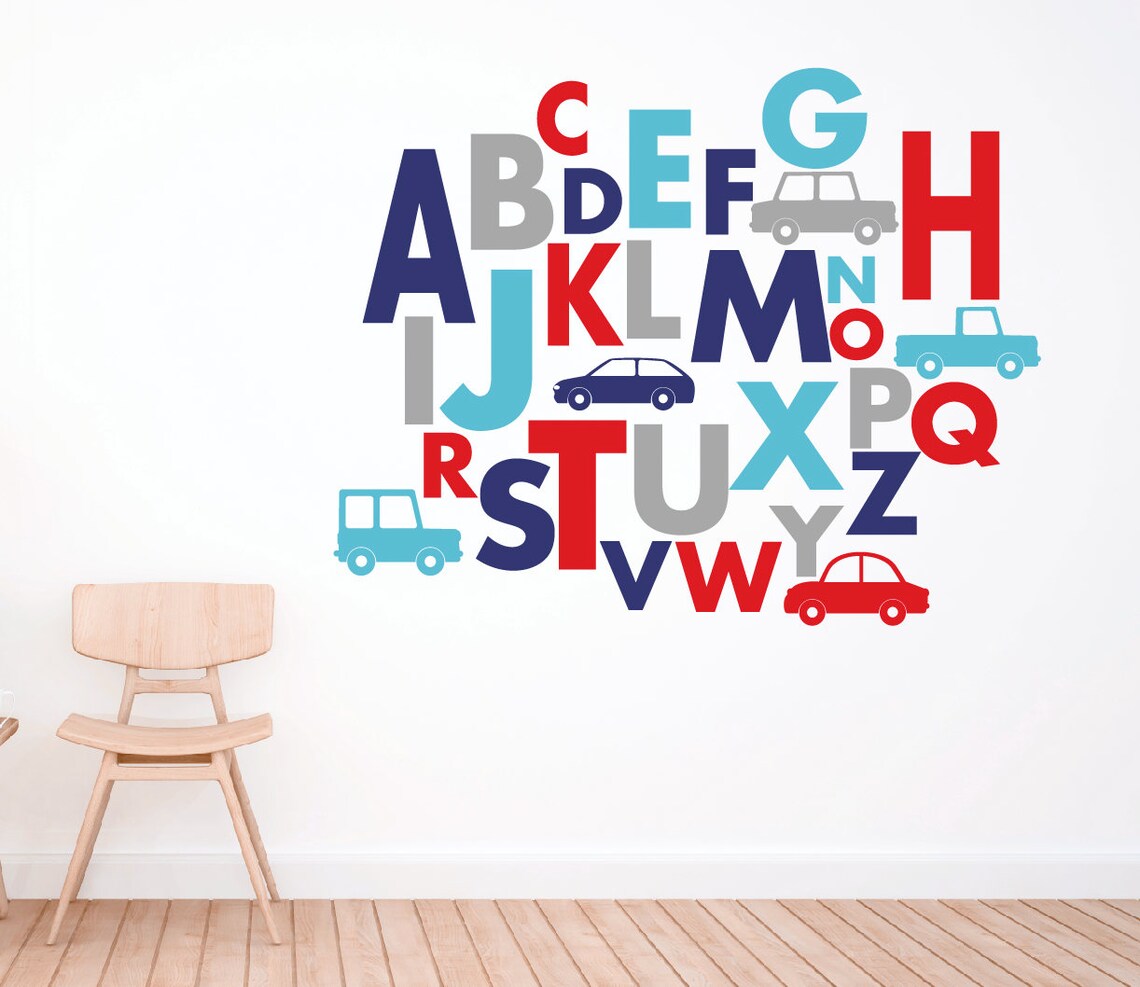 Alphabet Wall Decals Car Wall Decor Wall Letters Boys Room Etsy