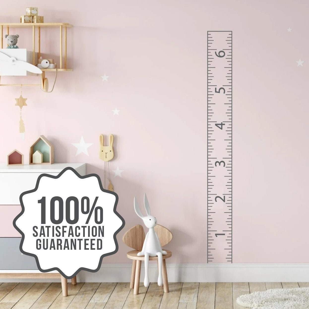 Kids height chart, Santa with gift bag growth meter. Vector wall sticker  for children height measurement