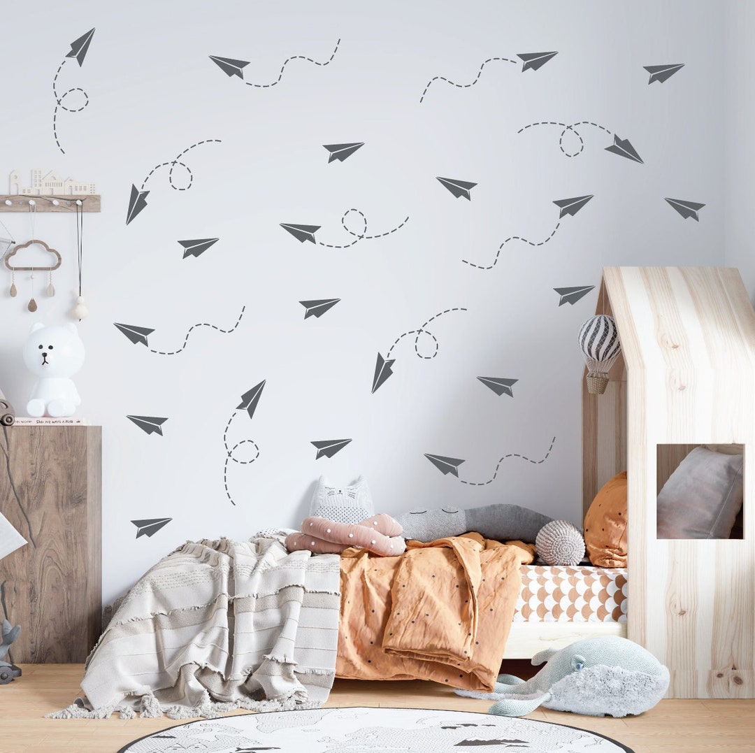 Paper Airplane Wall Decal Travel Decal for Nursery Airplane Etsy