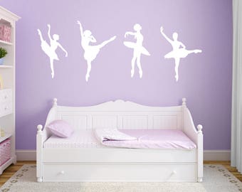 Ballerina Wall Vinyl Decals, Dance Theme Stickers For Girl Bedroom, Baby Girl Gift Personalized Art, Kids Room Nursery Decor, Easy Removable