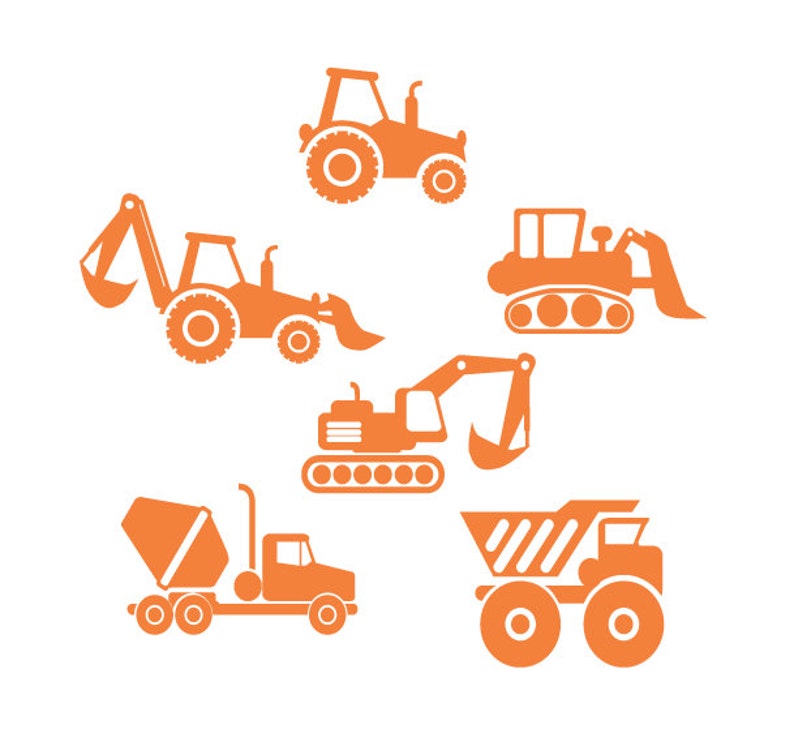 Construction Vehicles Wall Decal Sticker Set of 6 DB186 Etsy New Zealand