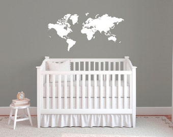 World Map Decal, Wall map, World map wall mural, World map wall stickers for bedroom, Nursery wall decals, Decal for walls, Vinyl decal B308