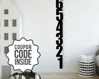 Kids Growth Chart Decal, Child Height Measurement, Children Vinyl Lettering, Kids Room Decor, Baby Nursery Wall Sticker, DIY Wooden Ruler