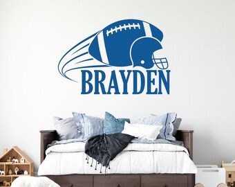 Football Wall Decal, Football Name Sign, Sports Name Wall Decal, Bedroom Door Name Sign, Boys Sports Decor, Boys Football Room Decor