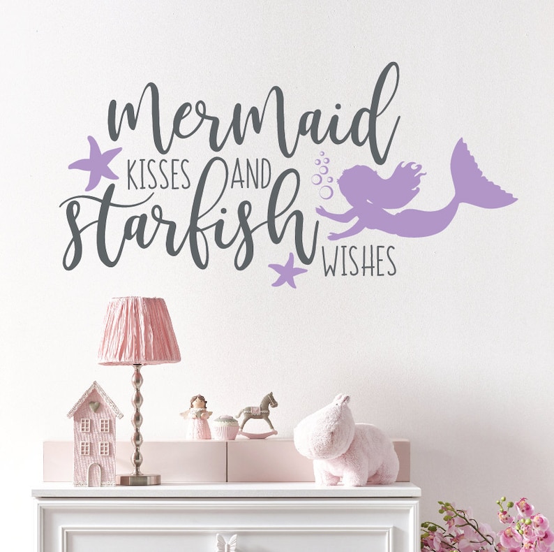 Mermaid wall art for girls room decor Mermaid decal for Etsy