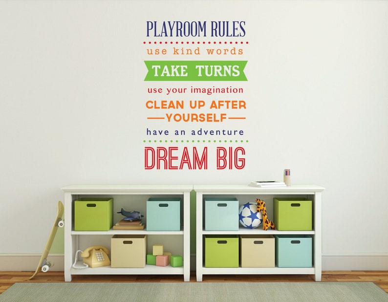 Playroom Wall Decal Playroom Rules Sign Kids Wall Decal Etsy