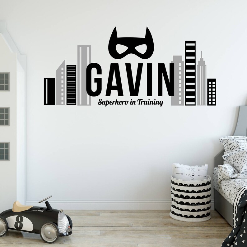 Superhero name decal Superhero Bedroom wall decal Etsy