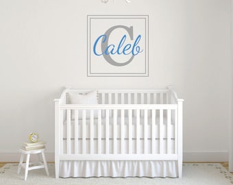 Calcomanías de monograma, Calcomanías de pared con nombre personalizado, Calcomanías de letras grandes, Decoración de guardería para bebés, Calcomanías de pared para guardería, Calcomanías de pared para dormitorio 380