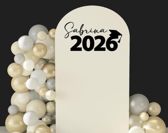 Decoraciones para fiesta de graduación 2026, calcomanía con nombre personalizado