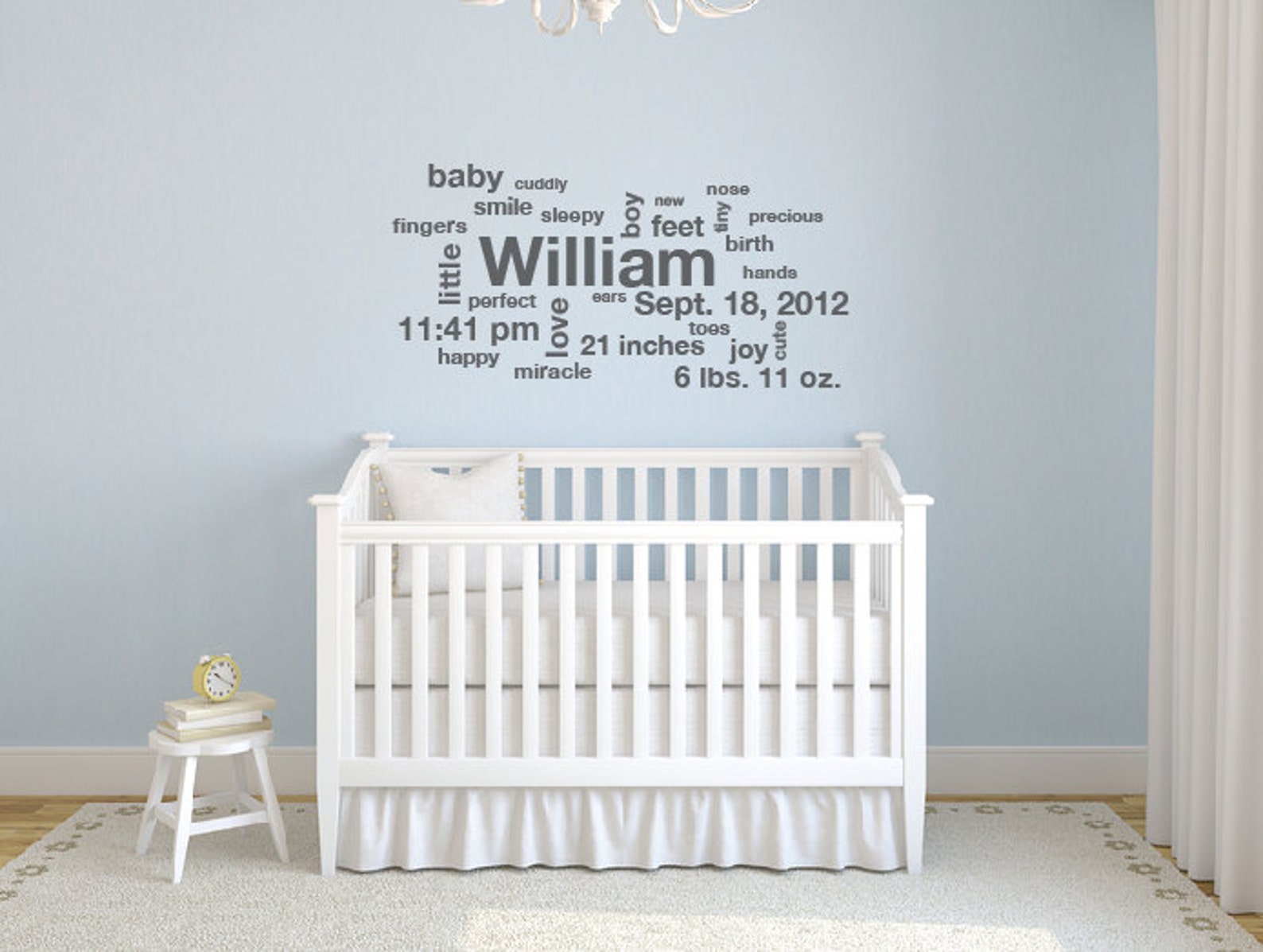 Baby Stats Wall Art Baby Name Wall Decals Nursery Wall Etsy