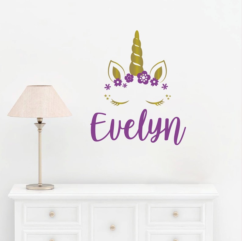Unicorn Wall Decal Girl Name Wall Decal Unicorn Name Etsy