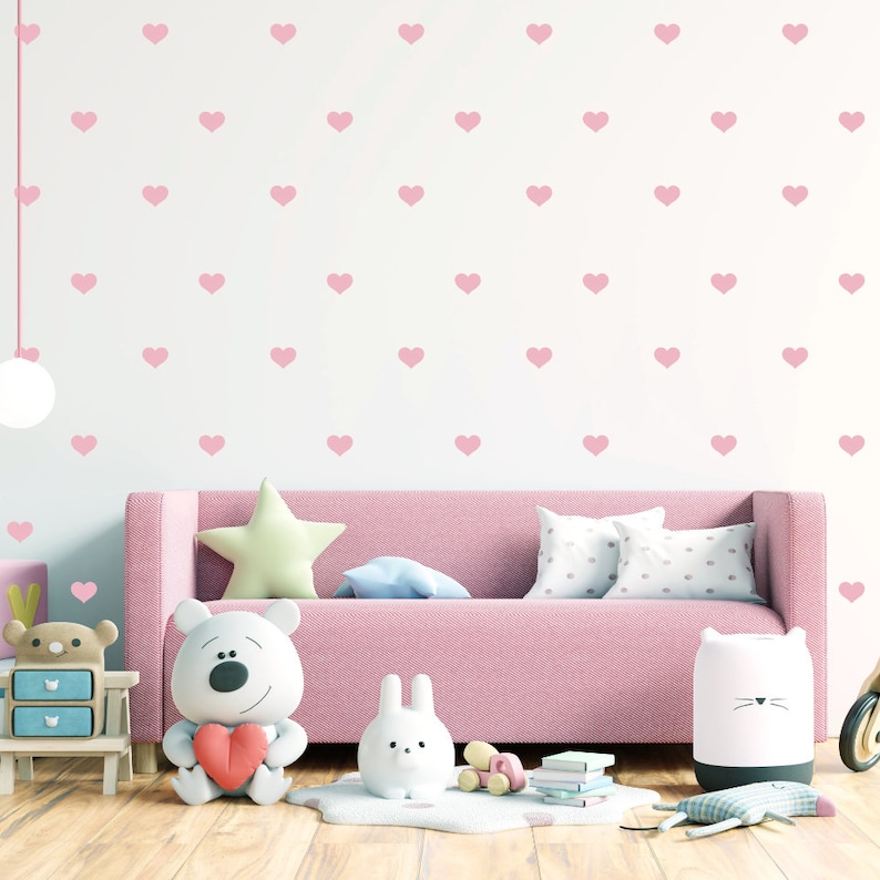 Heart Wall Decals Nursery Wall Decal Gold Heart Wallpaper Etsy