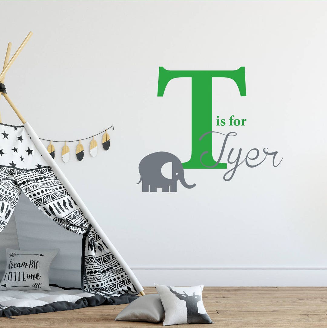 Wall Letter Decals Elephant Wall Decals Custom Name Wall Etsy