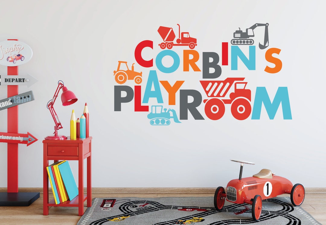 Construction Wall Decals, Playroom Wall Decals, Construction Wall Decor