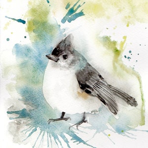Tufted Titmouse Painting Original Watercolor Art - Bird Painting Animal Wall Art - Backyard Bird Artwork