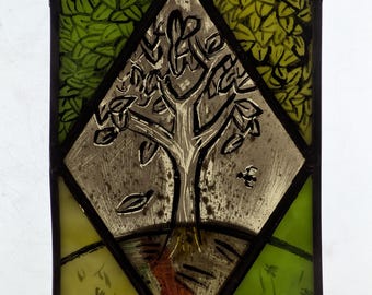 Tree of Life Painted Stained Glass Suncatcher
