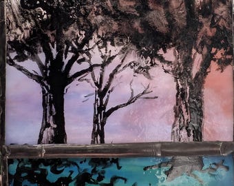 Hand-Painted Tree Landscape Suncatcher