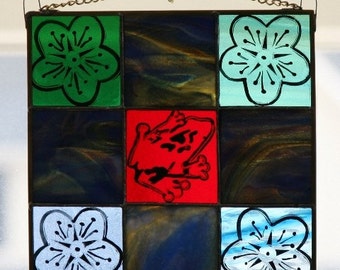 Tropical Frog Stained Glass Panel - Traditional Stained Glass Painting