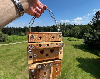 WOODPECKER FEEDER: Solid, Hand-Made Bird Feeder (#20- “A Leaf Of All Colors”)
