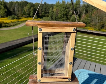 Double-Easy-Fill Sunflower Seed Bird Feeder: Rustic Garden Decor, Double-Sided Screen Feeder