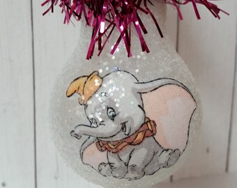 Dumbo light bulb ornament, Elephant decor, Baby elephant, Flying Dumbo, Nursery decoration, Big ears, Circus elephant, Dumbo birthday