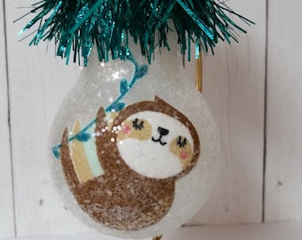 Sloth Ornament-Decoration-Light Bulb Ornament-Nursery-Animal decor-Cute Sloth Gift