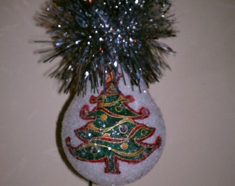 Handmade Christmas Tree light bulb ornament