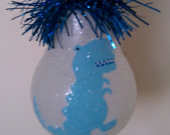 Blue Dinosaur keepsake light bulb ornament