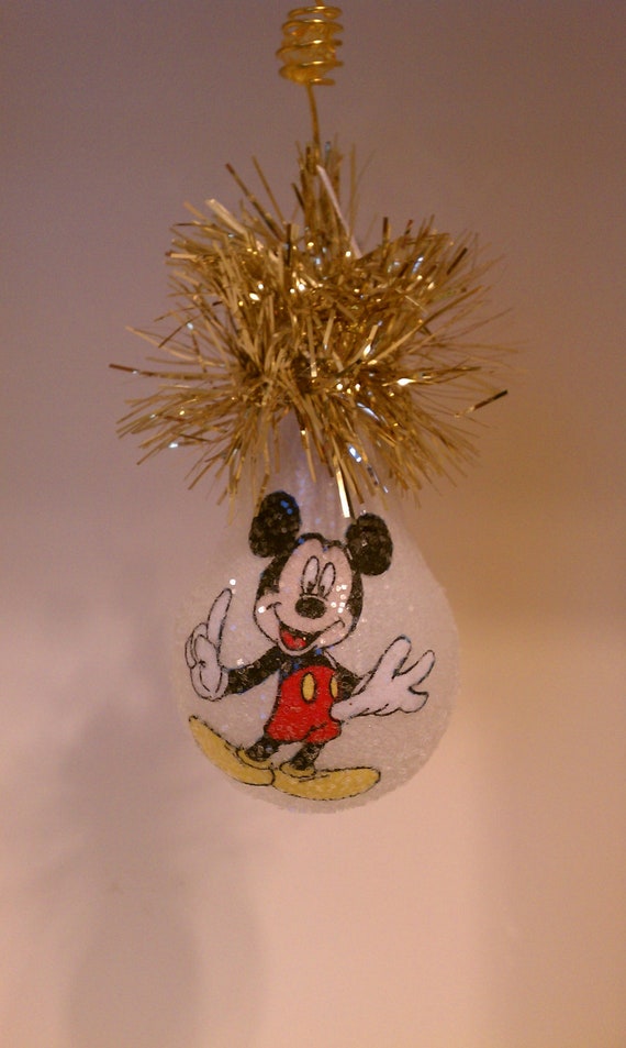 Mickey Mouse handmade light bulb ornament | Etsy