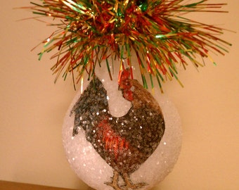 Rooster keepsake light bulb ornament