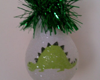 Green Dinosaur keepsake light bulb ornament